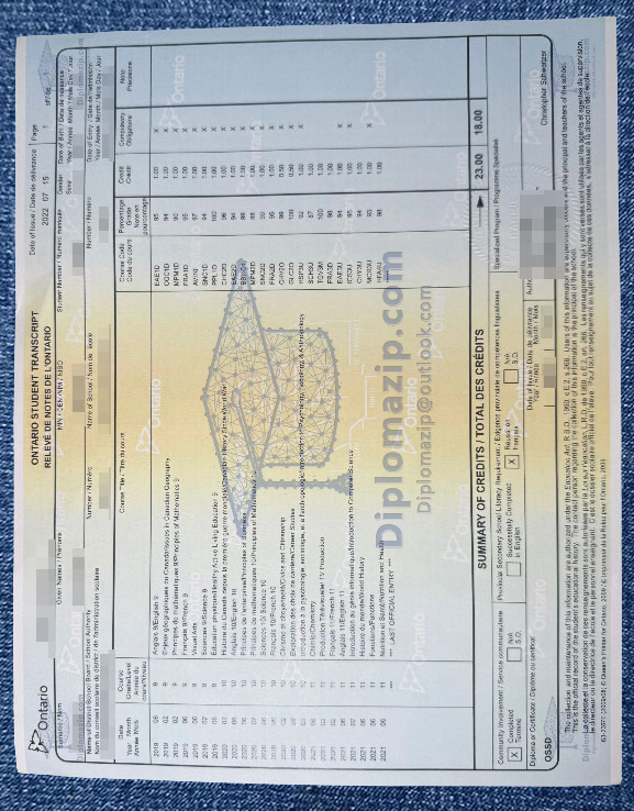 Ontario Student Transcript