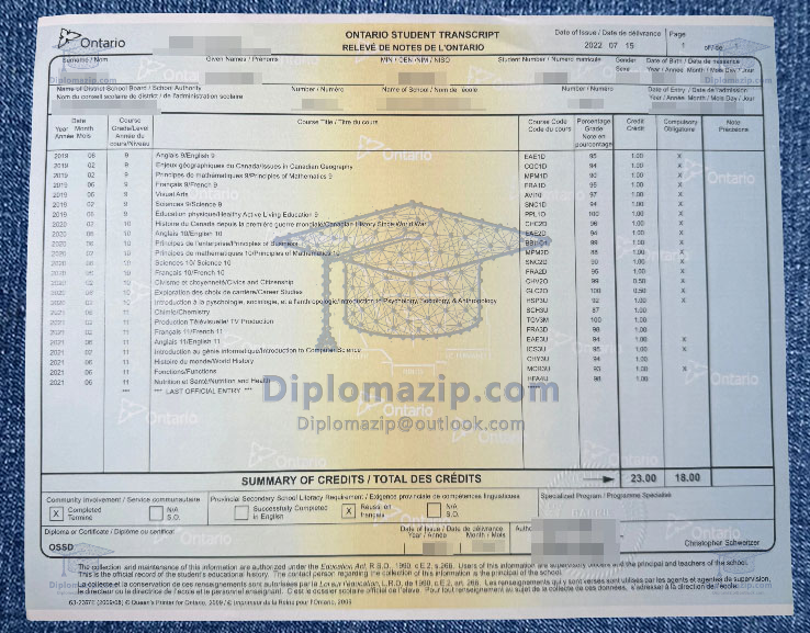Ontario Student Transcript Ontario Student Transcript