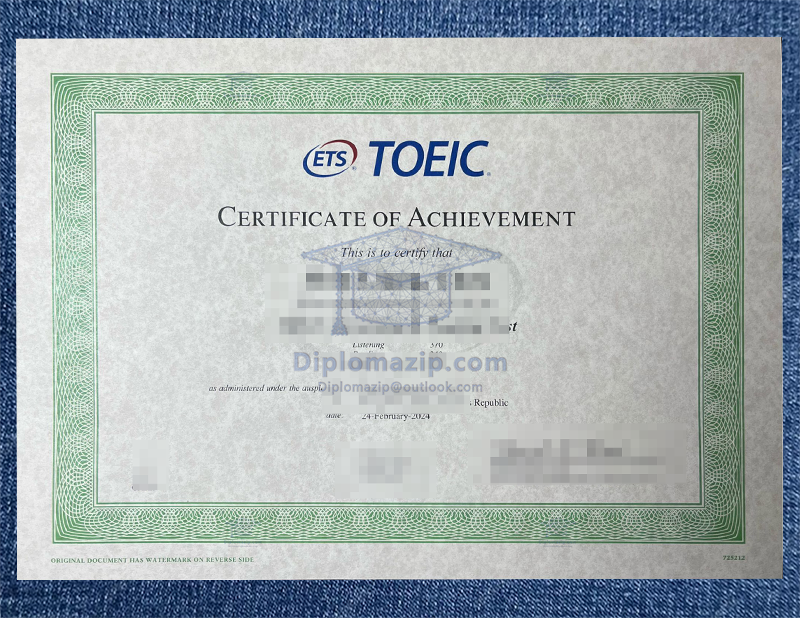 TOEIC certificate TOEIC certificate