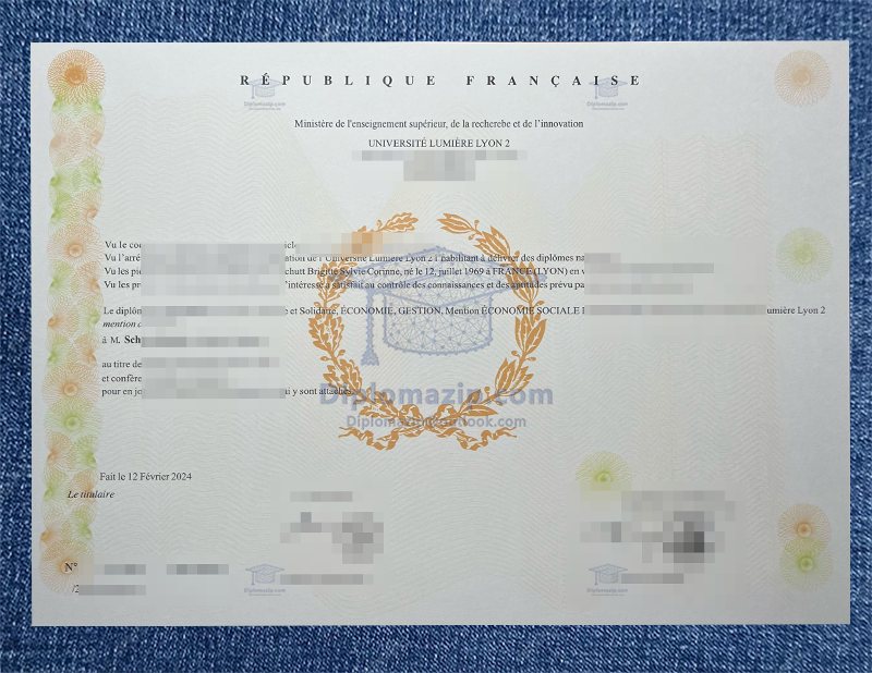 UNIVERSITE LUMIERE LYON II Diploma, UNIVERSITE LUMIERE-LYON II Degree
