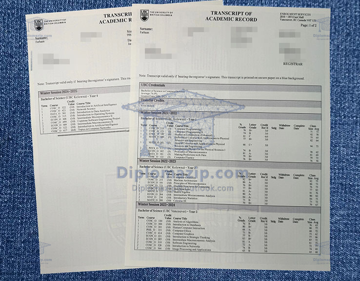 University Of British Columbia Transcript
