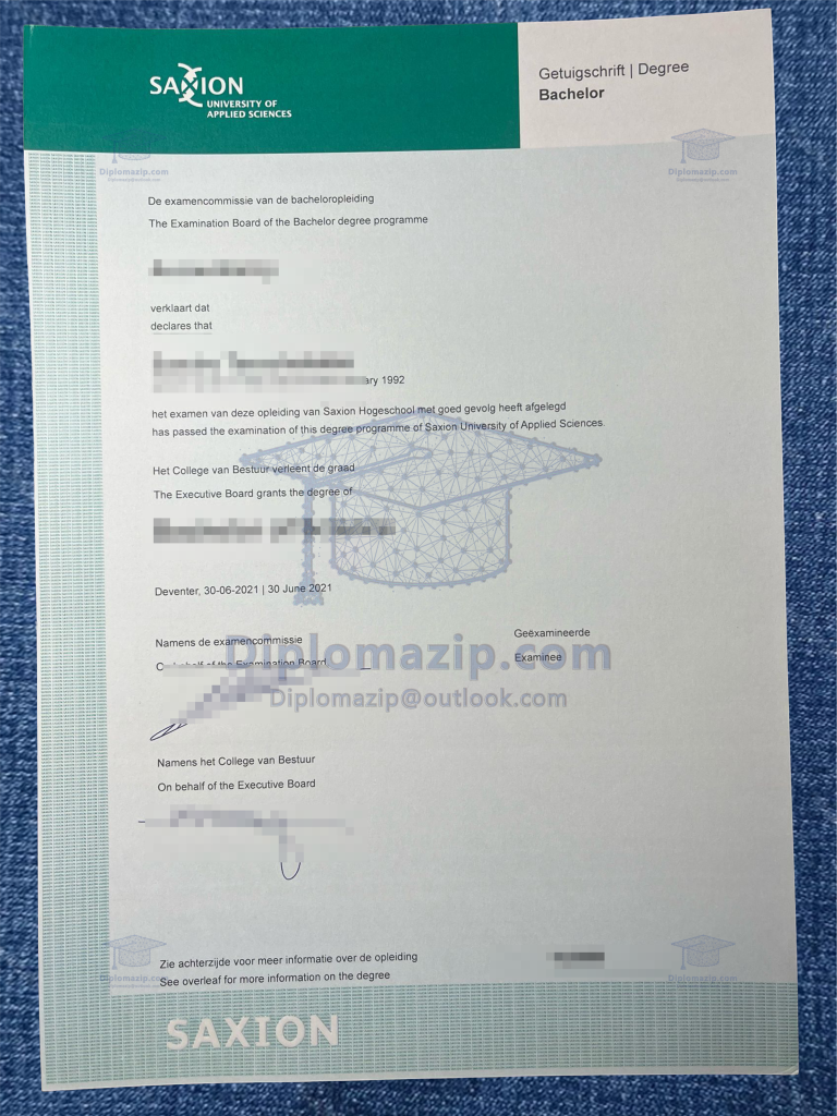 Saxion University of Applied Sciences diploma, Saxion University of Applied Sciences degree