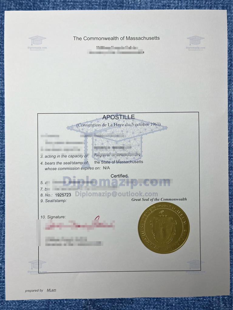 Massachusetts Apostille Certificate