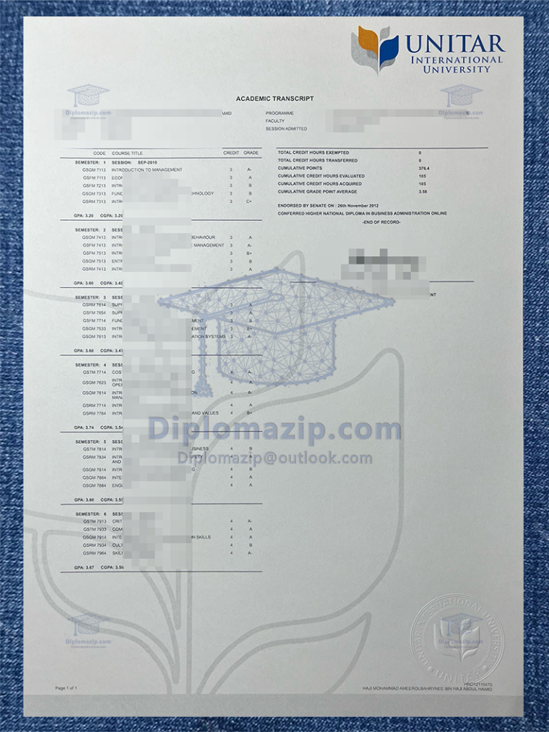 UNITAR International University Diploma, UNITAR International University Degree