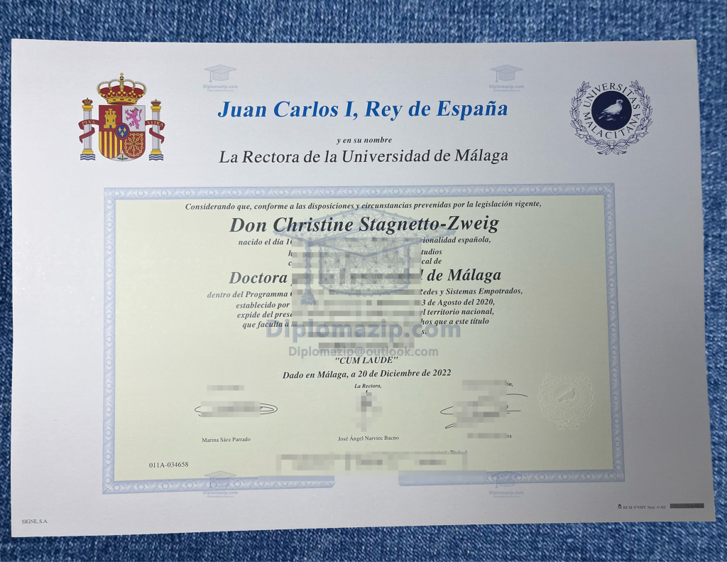 Universidad de Málaga diploma, Universidad de Málaga degree